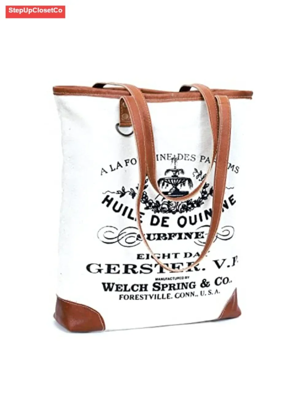 Upcycled Canvas & Leather Hobo Handbag, 16 Inch Tall Tote